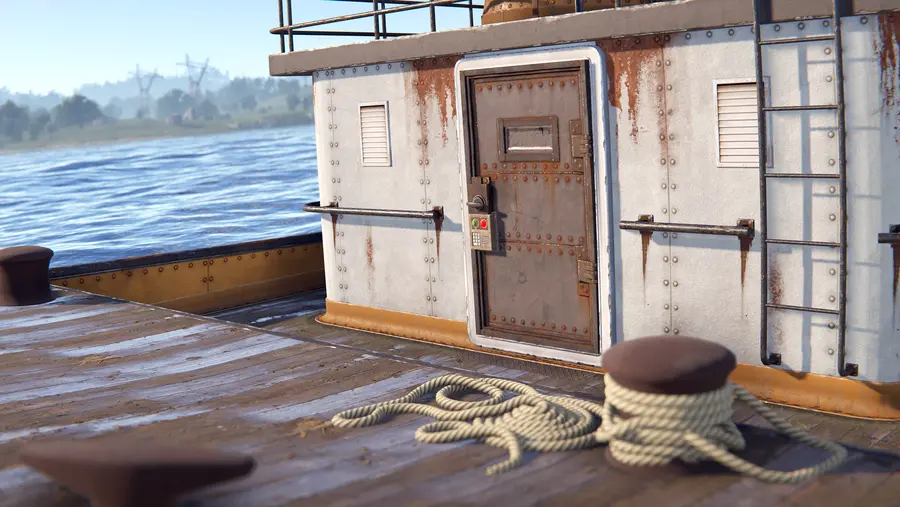 Дверной проём буксира с установленной дверью в Rust