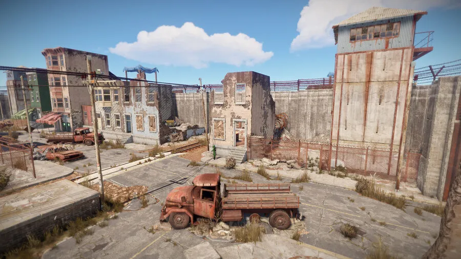 База в Rust — пример каменной базы с воротами и стенами