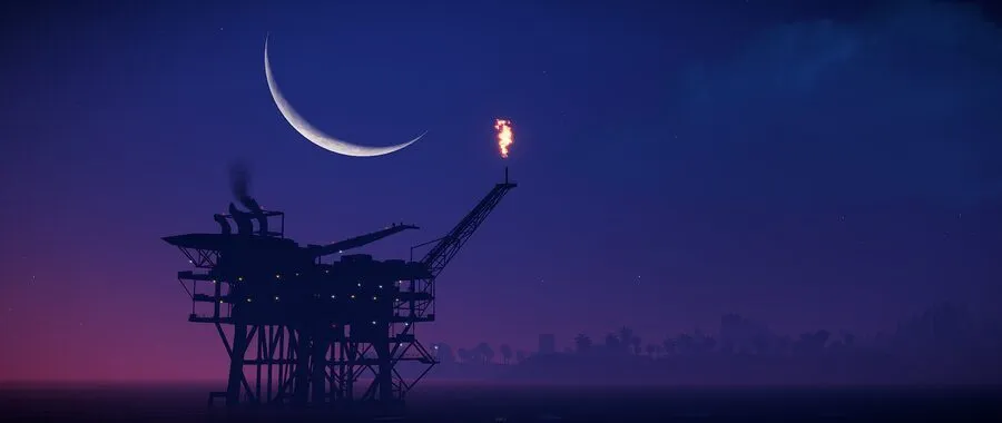 Нефтяная вышка Rust (Oil Rig) в океане — малая и большая