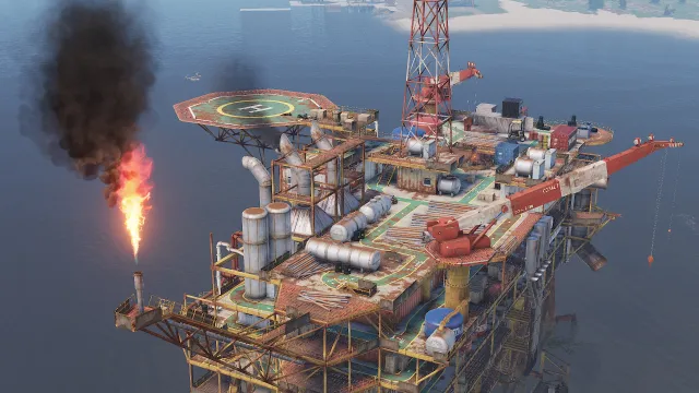 Большая нефтяная вышка (Large Oil Rig) — морской монумент Rust с тяжёлым учёным