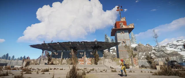 Airfield в Rust — вышка с двумя компьютерами для эйрдропов и вызова CH47 Chinook