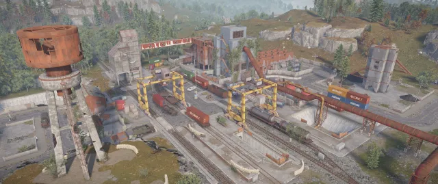 Железнодорожный узел (Train Yard) и рельсы в Rust — надземная железная дорога